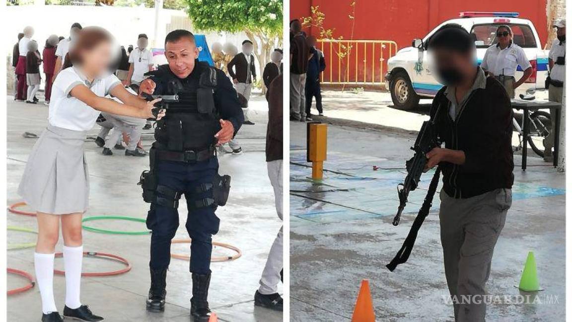 En Guanajuato, policías enseñaron a estudiantes cómo usar armas; AMLO condena el hecho