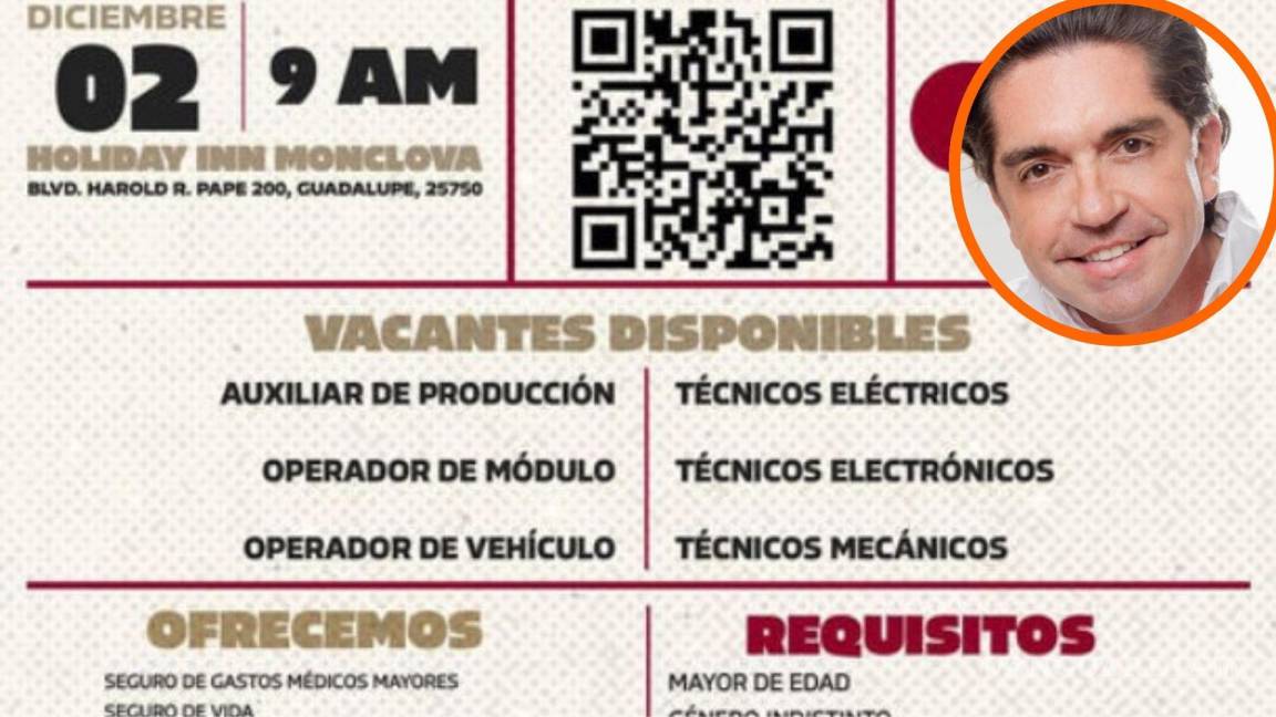 ¿Buscas empleo? Senador morenista invita a feria de empleo en Monclova para extrabajadores de AHMSA