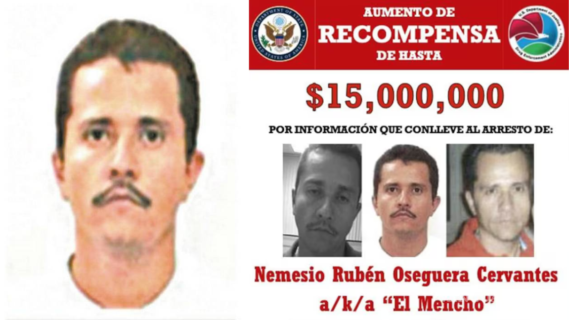 Estados Unidos aumenta a 15 millones de dólares la recompensa por información sobre ‘El Mencho’