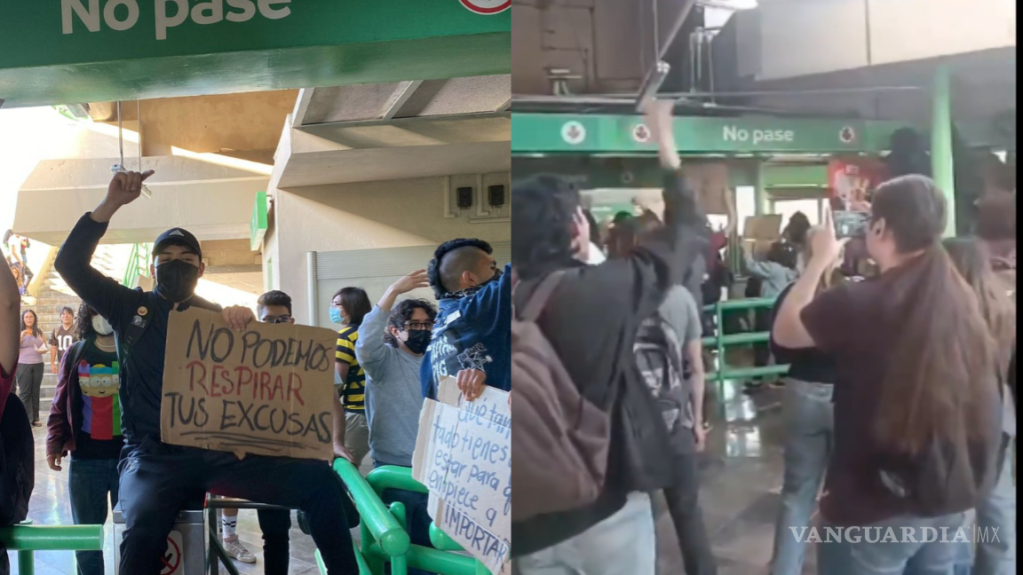 ‘No al *** tarifazo’; estudiantes bloquean avenidas y pintarrajean estación del Metro en Monterrey