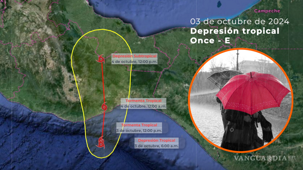 Depresión Tropical Once-E se intensificará en las siguientes horas: Conagua