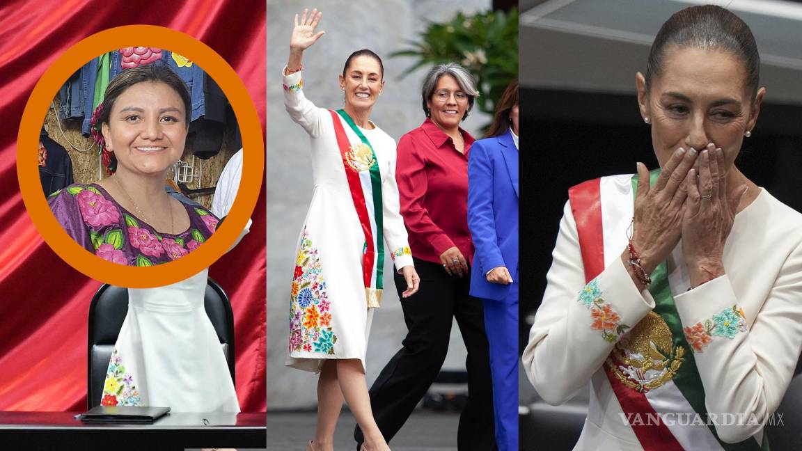 ¿Te gustó? Diseña artesana oaxaqueña vestido que usó Claudia Sheinbaum en la toma de protesta