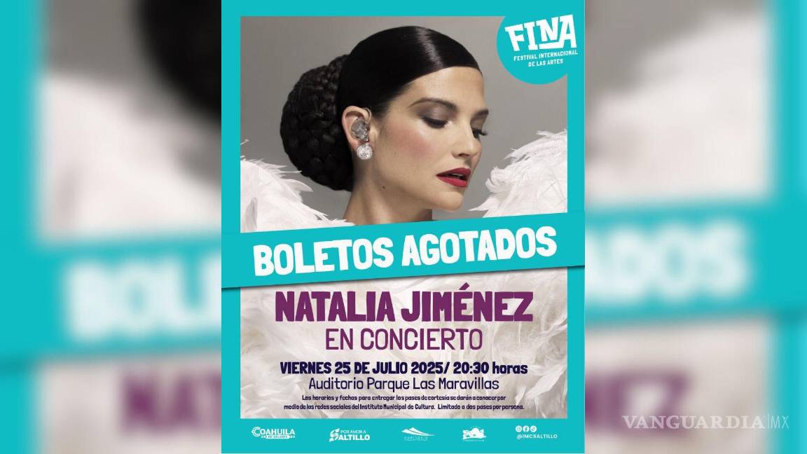 Saltillo: ¡Vuelan los boletos! Se agotan entradas en línea para Natalia Jiménez en minutos