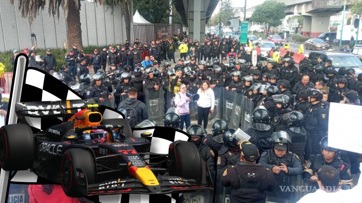 Trabajadores del Poder Judicial protestan frente al Gran Premio de México; policía encapsula (VIDEO)