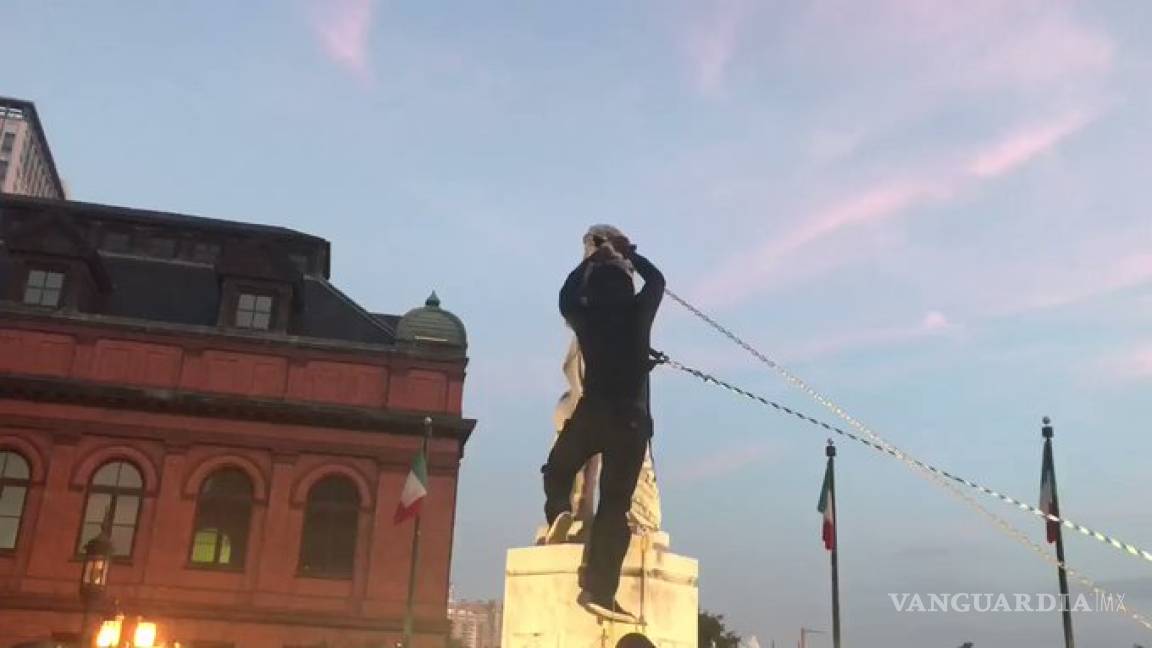 Destrozan otra estatua de Colón en Estados Unidos, tras amenaza de Trump