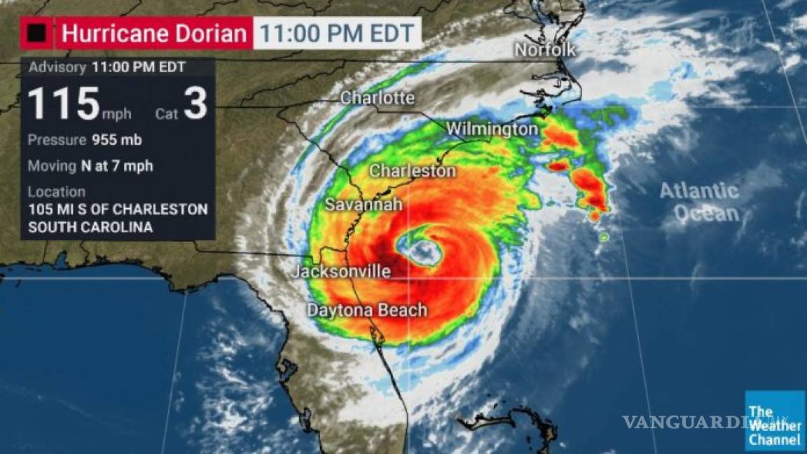 Huracán 'Dorian' se fortalece y es de nuevo categoría 3