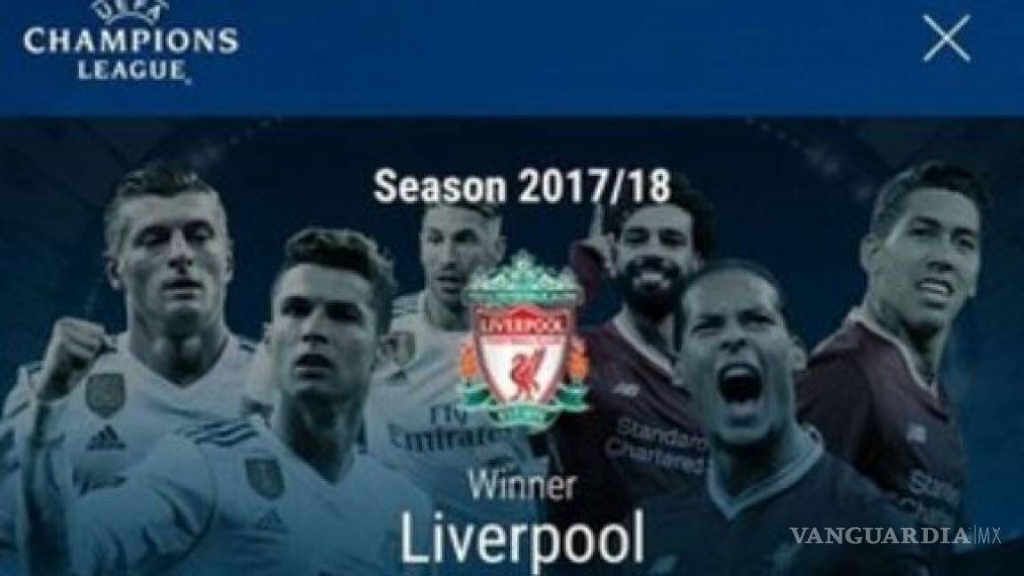 UEFA da como ganador de la Champions al Liverpool, por error
