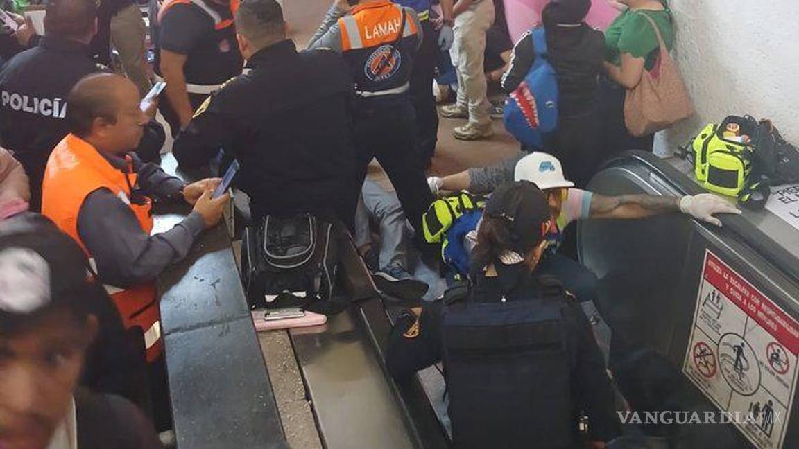 $!Fallan escaleras eléctricas en el Metro estación Polanco, quedan nueve heridos