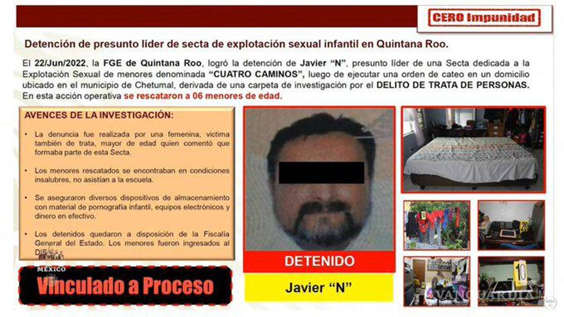 $!Desmantelan secta de explotación sexual de menores en Quintana Roo