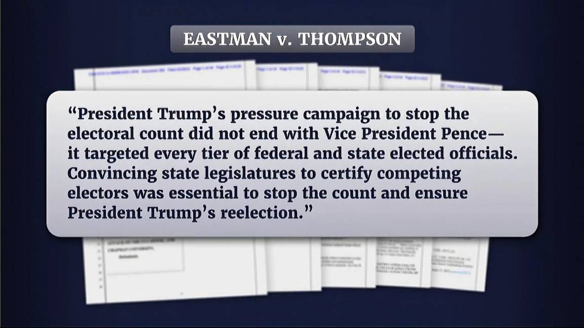$!Una parte de un expediente judicial que involucra a John Eastman, un abogado del expresidente Donald Trump.