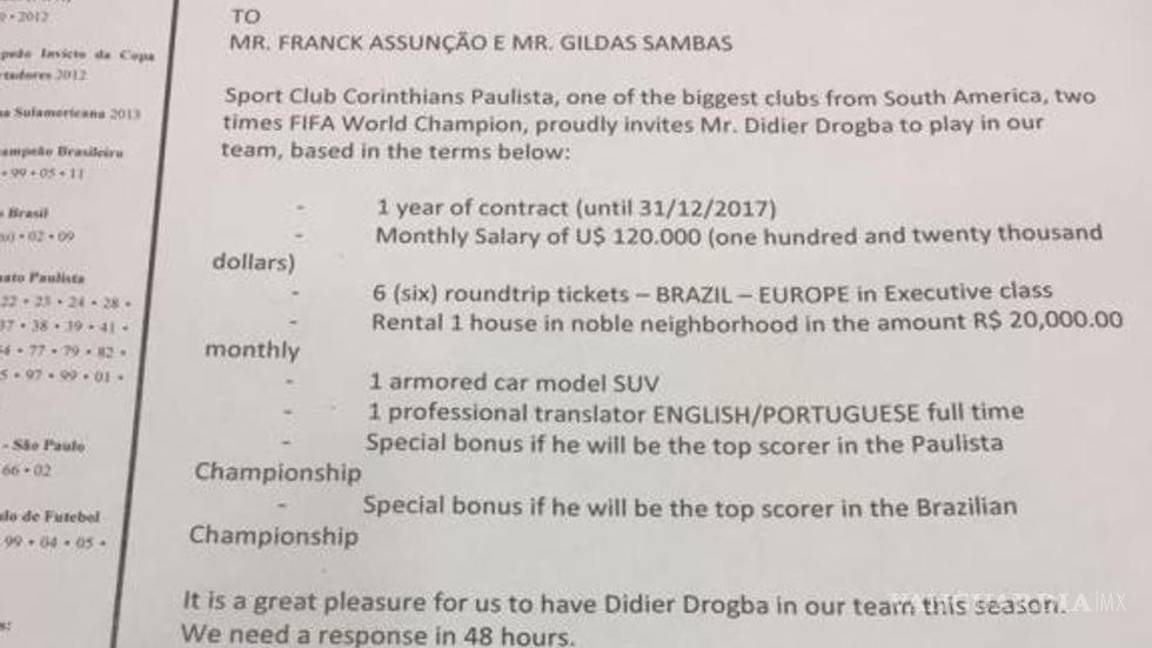 $!El equipo que le ofrece auto de lujo y viajes a Europa a Drogba para que fiche con ellos