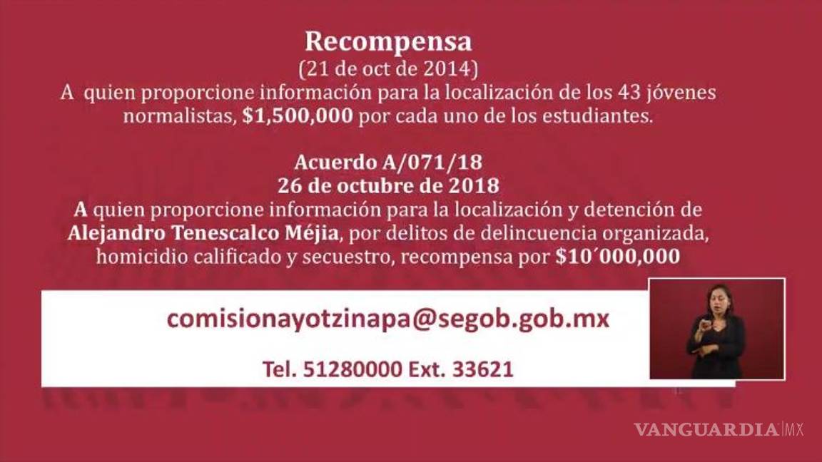 $!Con recompensa de 1.5 mdp convocan a la sociedad que ayude en caso Ayotzinapa