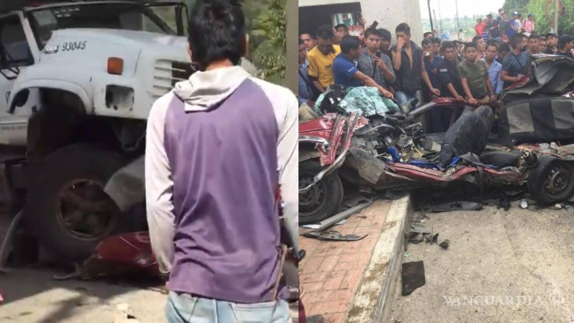 En Oxchuc, Chiapas, camión del IMSS atropella personas y arrasa con autos