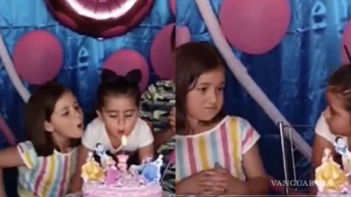 Se vuelve viral el momento en que una niña apaga la vela de la cumpleañera y desata su ira