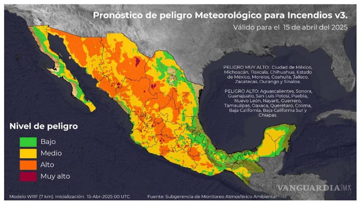 $!Este es el pronóstico dado a conocer por la autoridad federal en donde se contemplan condiciones que pudieran generar un incendio.