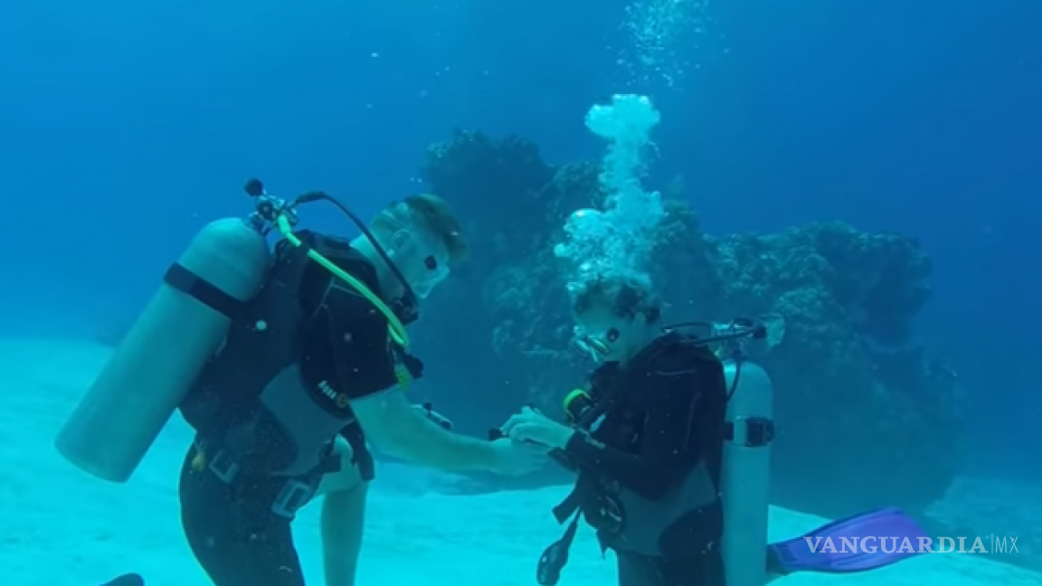 Le propone matrimonio en el fondo del mar y se vuelve viral