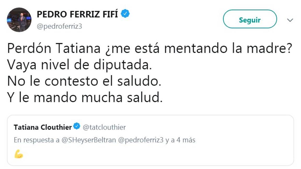 $!Tatiana Clouthier y Pedro Ferriz discuten en redes por supuesta 'mentada de madre'