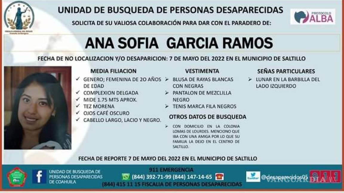 Buscan a Ana Sofía; desapareció en Saltillo el 7 de mayo
