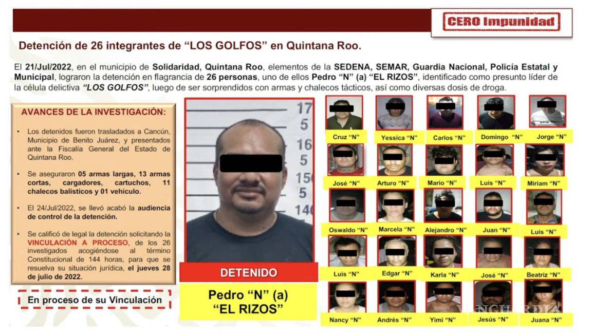 Detienen a 26 presuntos integrantes de ‘Los Golfos’, en Quintana Roo: SSPC