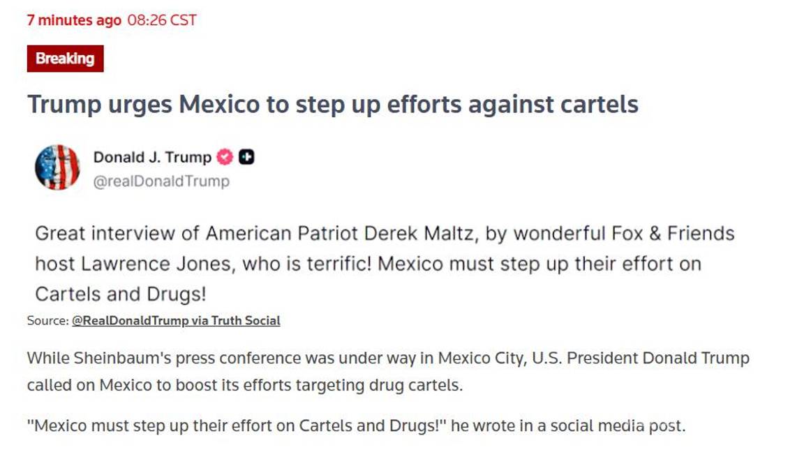 $!Trump pide a México a ’intensificar’ sus esfuerzos contra los cárteles y las drogas