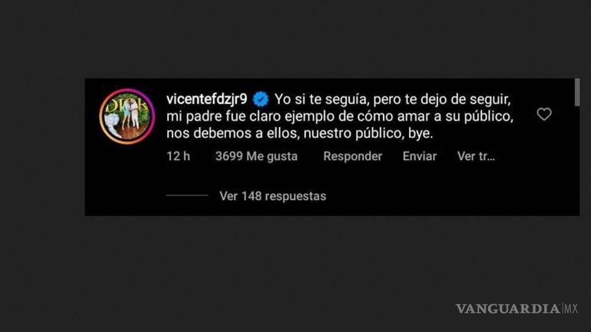 $!Reclama Vicente Fernández Jr. a Bad Bunny en Instagram por faltarle al respeto al público