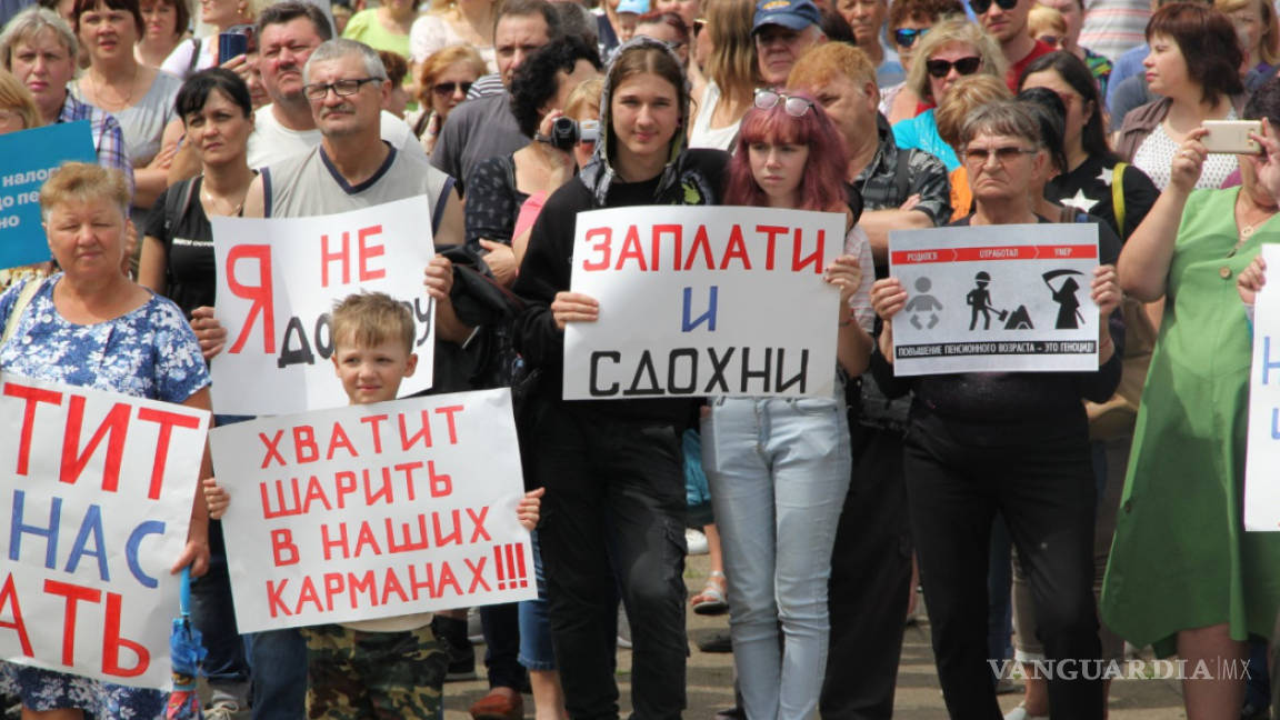 Rusos protestan contra aumento de la edad de jubilación