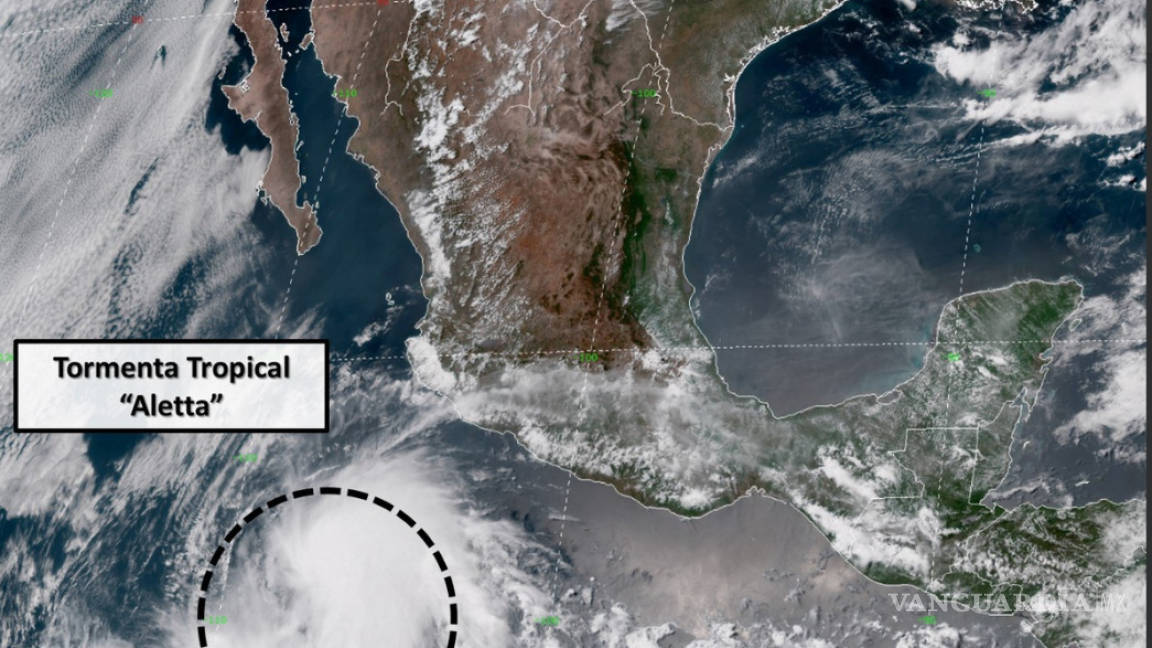 Tormenta tropical Aletta se localiza al suroeste de Colima