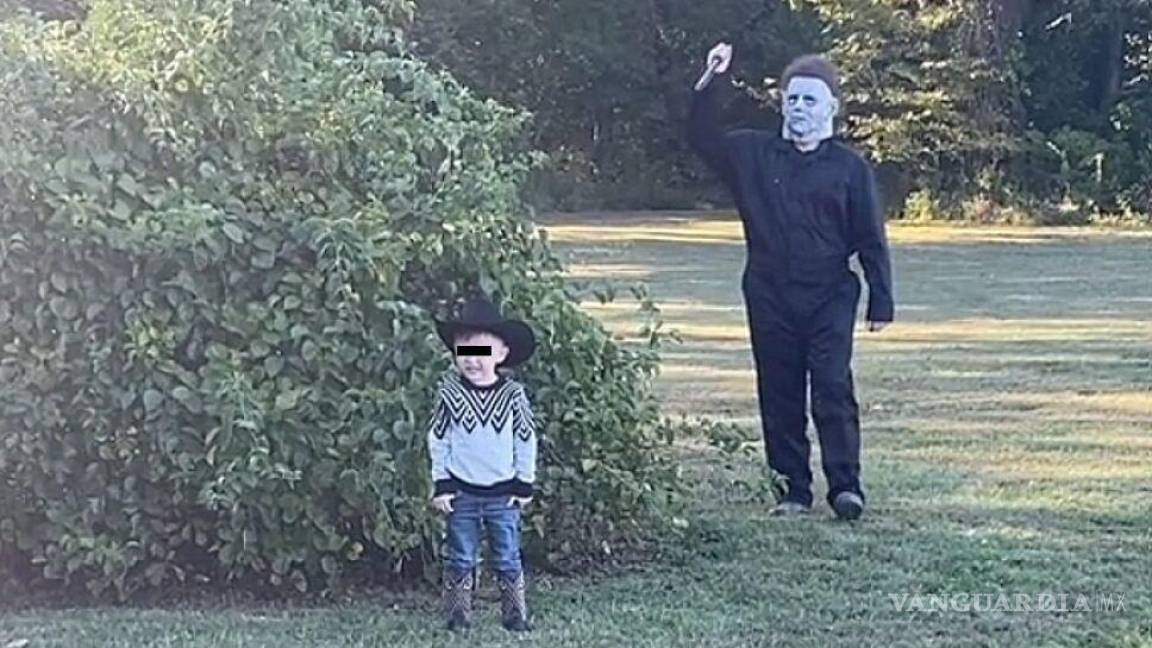 ¡Abrazos no balazos!... niño de 4 años abraza a Michael Myers de ‘Halloween’ cuando quería asustarlo (video)