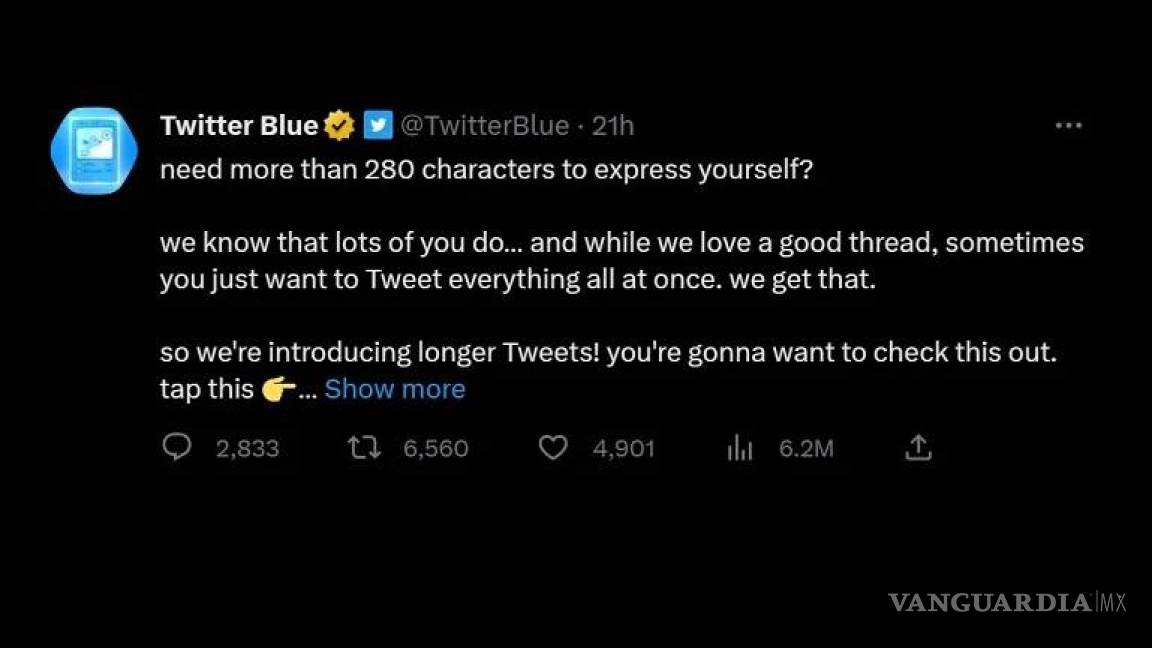 Twitter salta hasta los 4 mil caracteres permitidos... para su versión Blue
