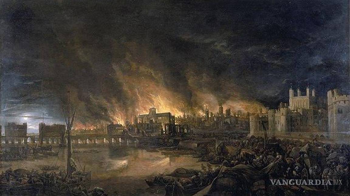 $!Imagen del incendio en Londres de 1666.