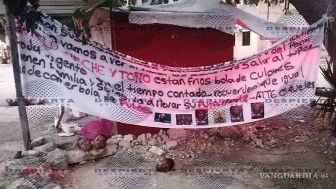 $!Dejaron tres cabezas humanas frente a guarnición militar en Cancún