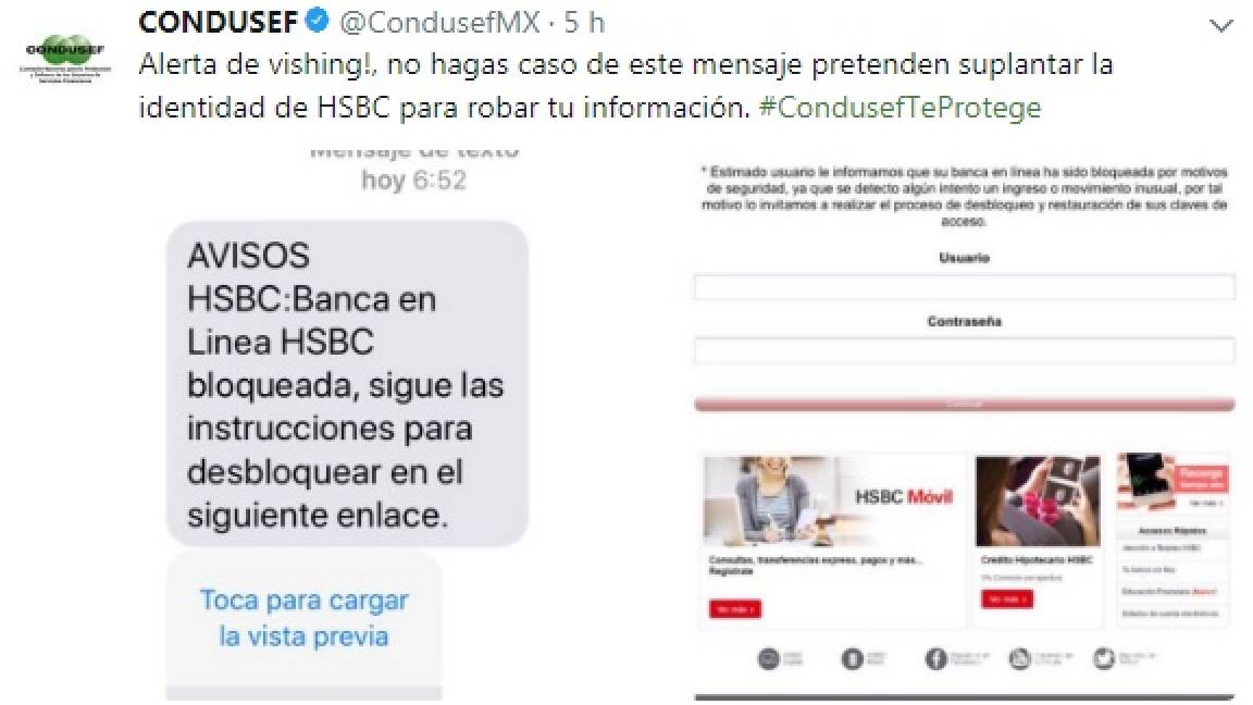 Alerta Condusef sobre correos falsos con logotipos de HSBC