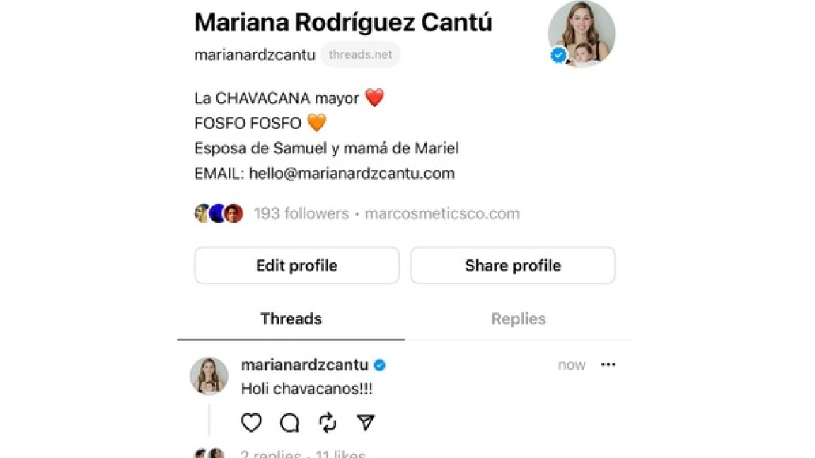 Samuel García y Mariana Rodríguez ya están en Threads, rival de Twitter, de Elon Musk
