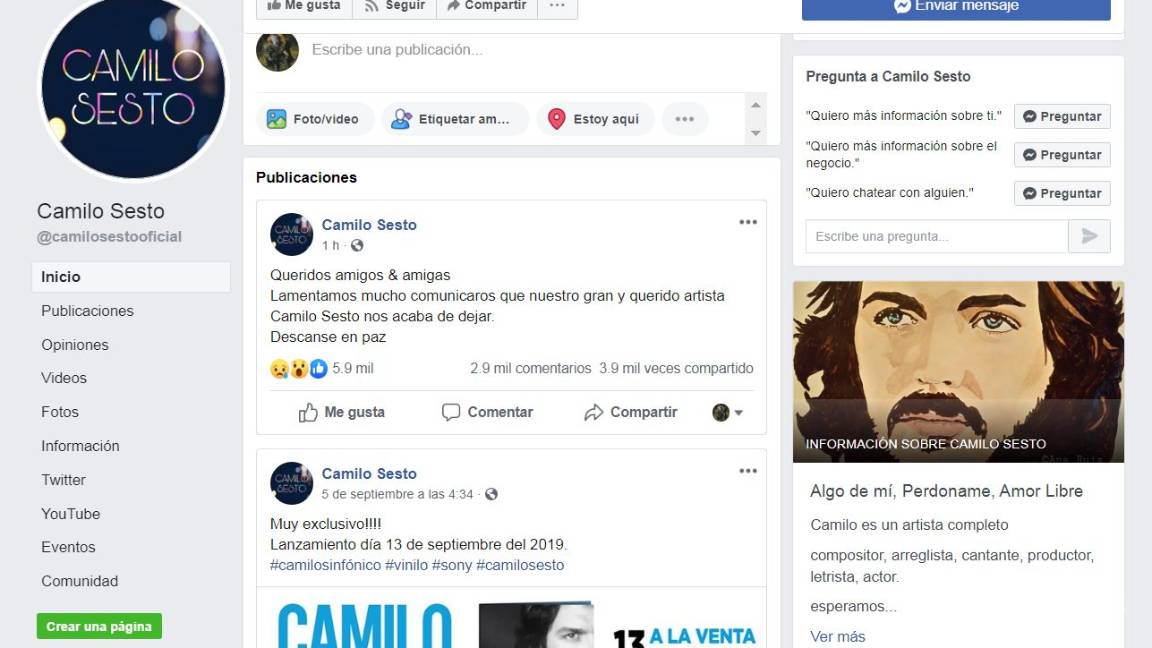 $!Muere otro grande: Camilo Sesto (1946-2019)