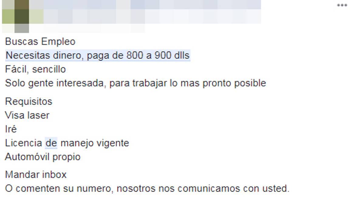 $!Narcos reclutan 'mulas' a través de redes sociales