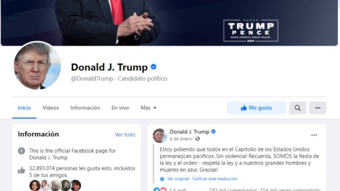 Bloqueo del Facebook de Donald Trump seguirá hasta 2023