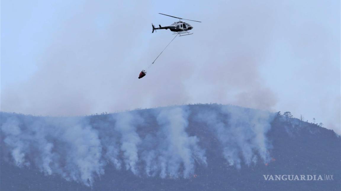 Continúan trabajos de combate de incendio forestal en Huachichil se tiene 5% controlado