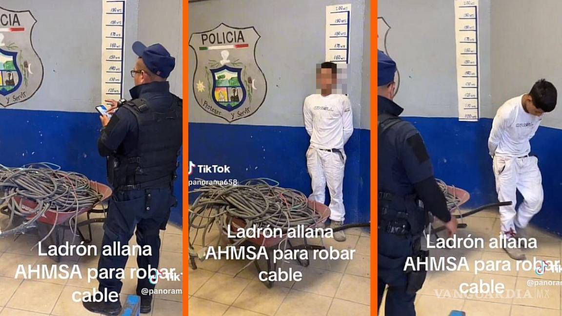 Policía de Monclova detiene a joven por robar cable de AHMSA; video se hace viral en TikTok