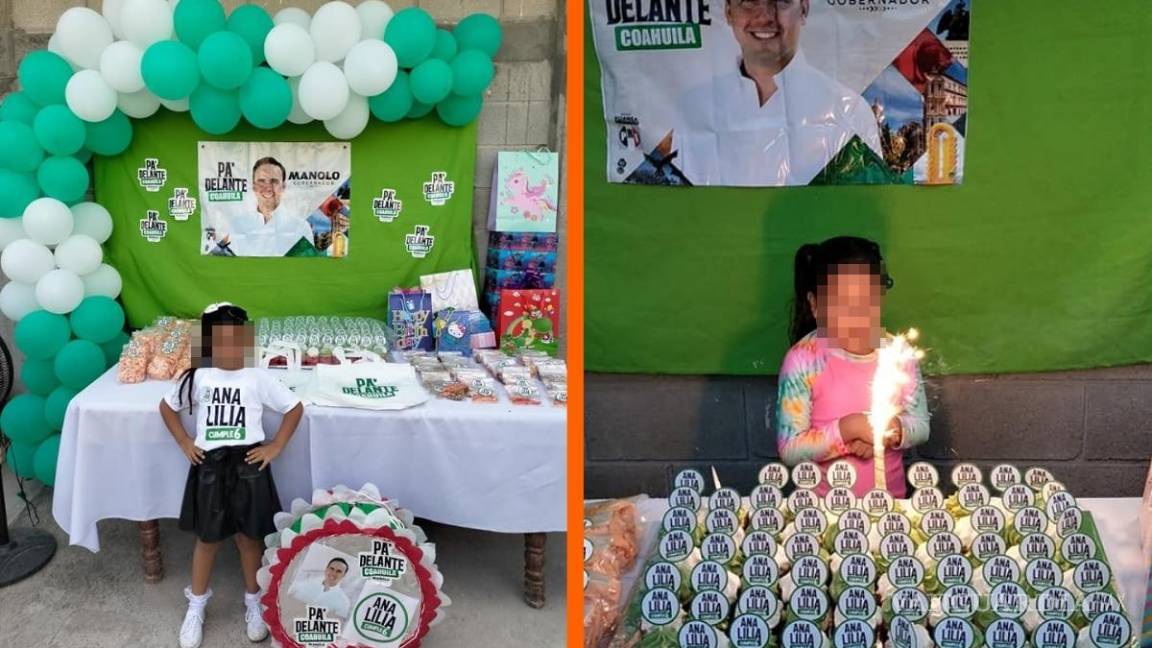 Niña de Torreón celebró su cumpleaños con temática de Manolo Jiménez, gobernador electo de Coahuila