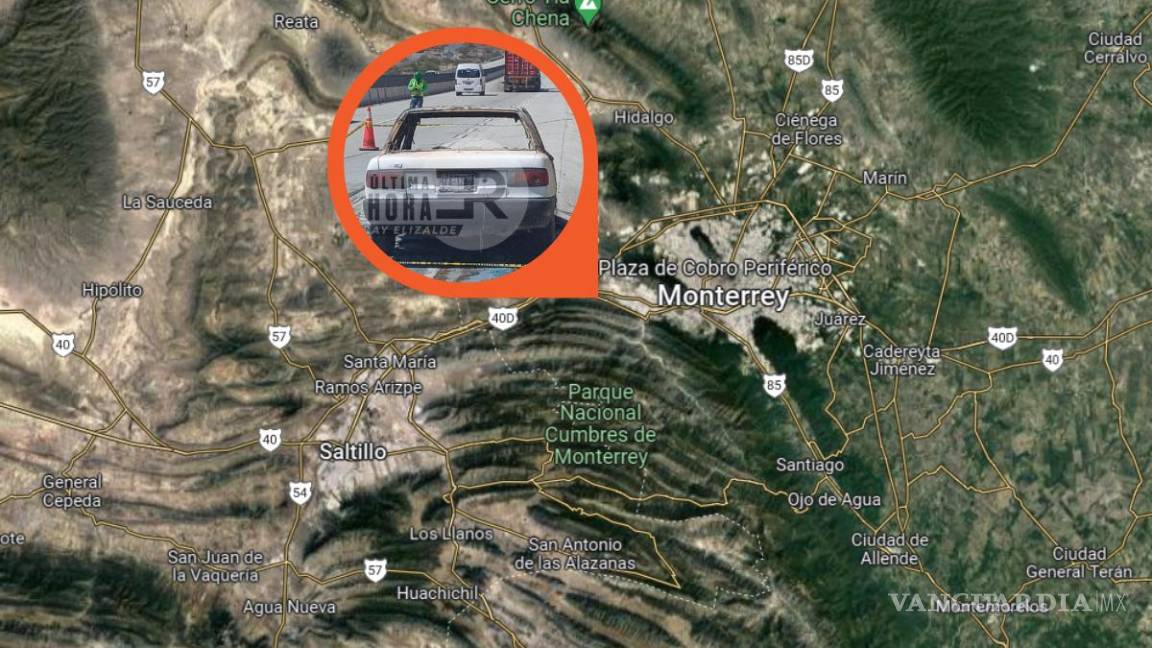 Reportan persona sin vida y encajuelada en autopista Monterrey-Saltillo; investigan homicidio