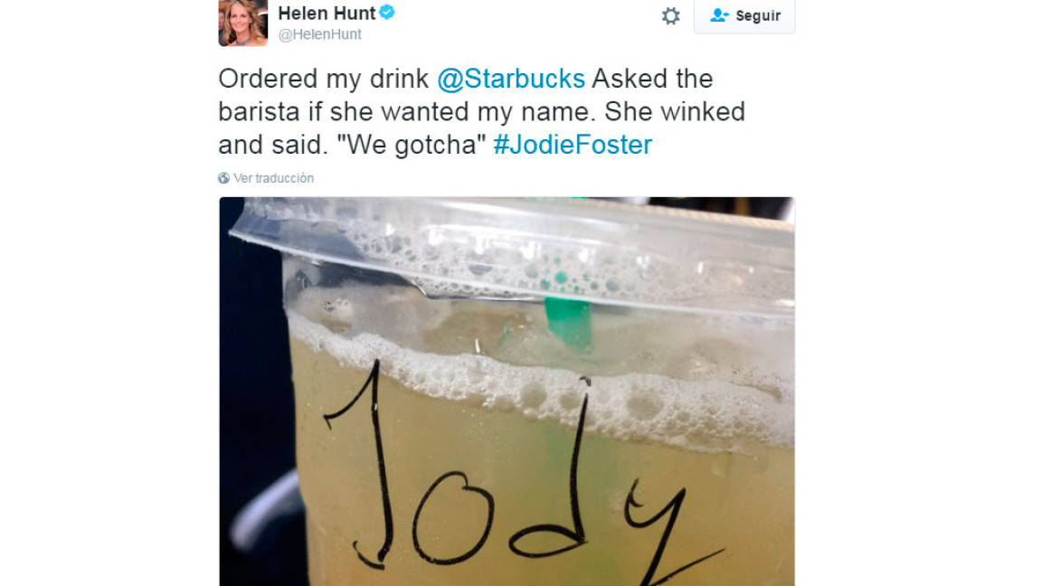Starbucks confundió a Helen Hunt con Jodie Foster