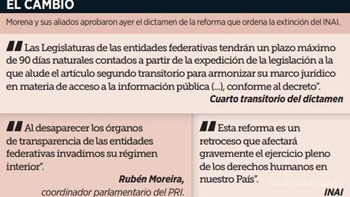 $!Avanza desaparición de los INAI estatales