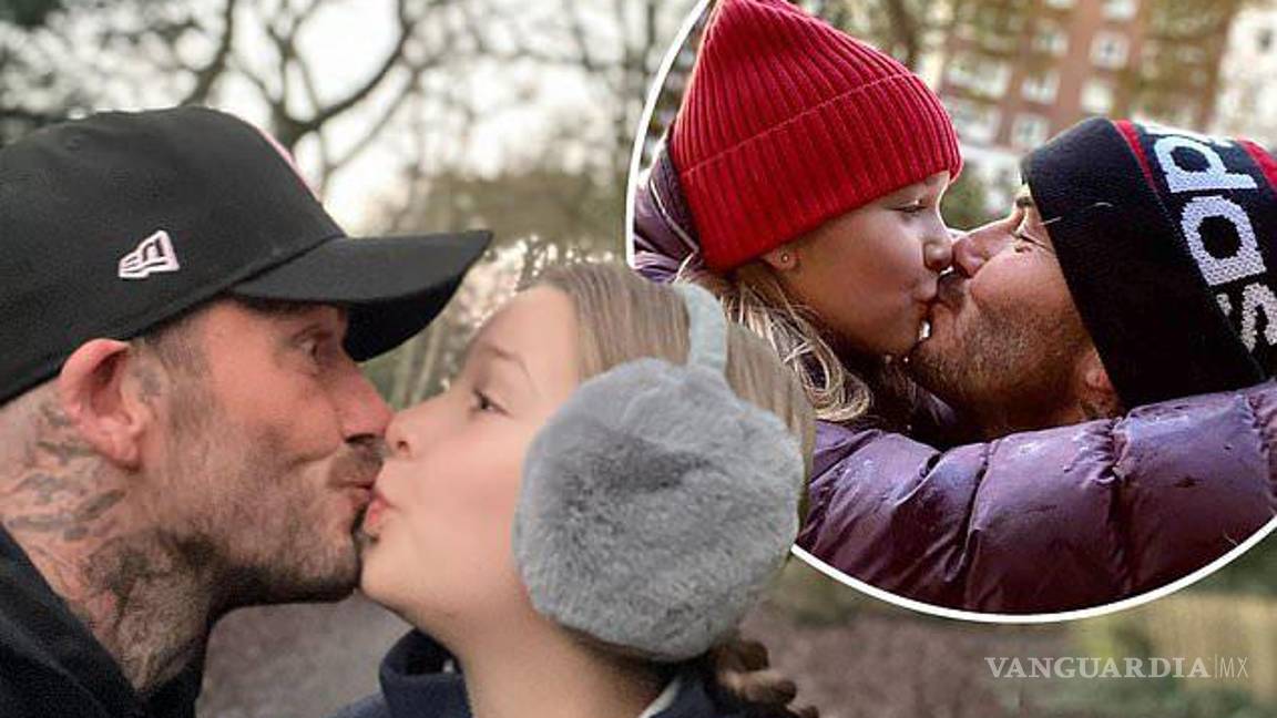 $!No es la primera vez que David Beckham publica una foto besando en los labios a su hija. En 2018, compartió una imagen similar