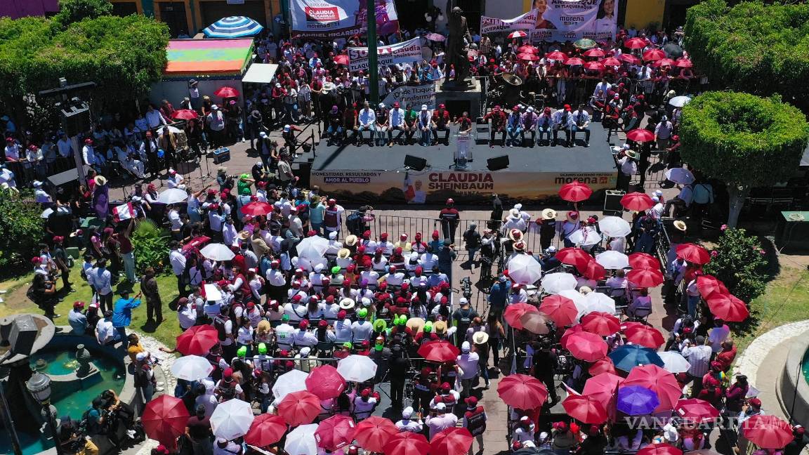 $!La candidata presidencial de Morena Claudia Sheinbaum, participa en un acto público con simpatizantes en el municipio de Tlaquepaque, en Jalisco.