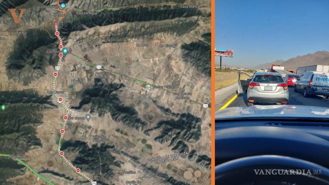 Siguen varados automovilistas en carretera y autopista Saltillo-Monterrey; reportan más de 3 horas de tráfico detenido