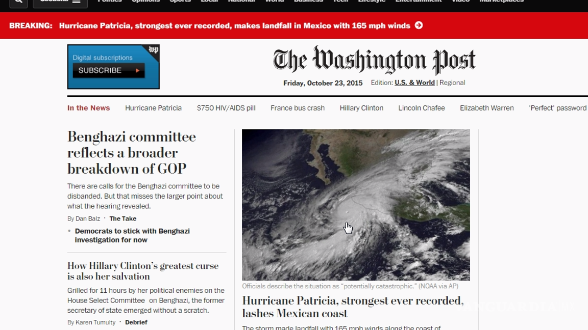 $!Prensa internacional, atenta a emergencia por Patricia