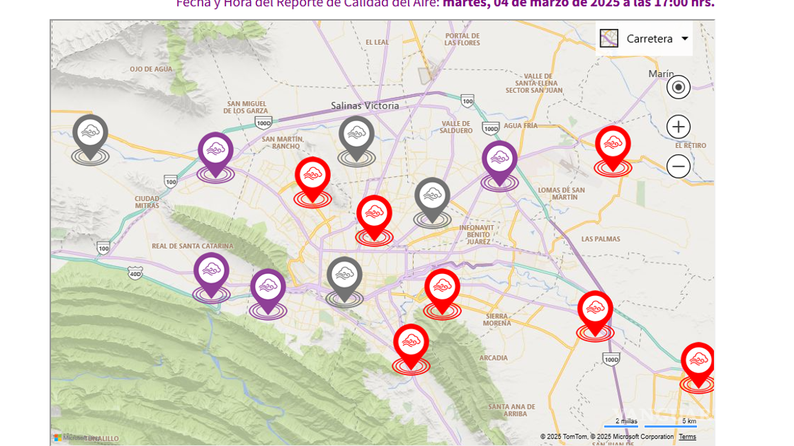 $!Captura de pantalla de las 17:00 hr. El 4 de marzo, 2025, en zona Metropolitana de Monterrey, Nuevo León.
