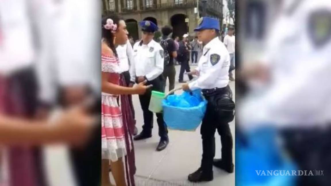 Lady Tacos de Canasta acusa discriminación de policías en el Zócalo (+videos)