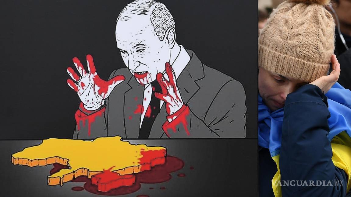 $!Una mujer ucraniana llora durante una protesta contra la invasión de Rusia a Ucrania celebrada este jueves en Downing Street, Londres. EFE/Andy Rain