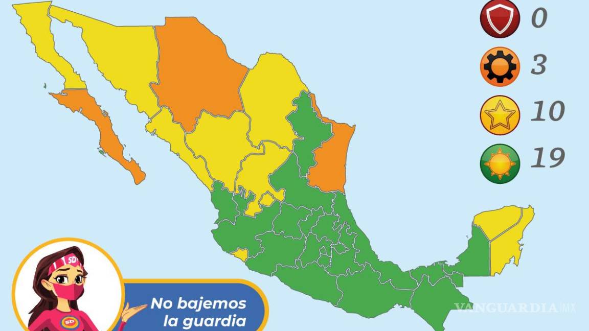 Coahuila pasa a amarillo en el semáforo COVID; México rebasa ya los 300 mil decesos